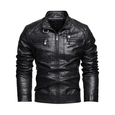 Chaqueta de cuero de PU con bolsillo personalizada y moderna para hombre