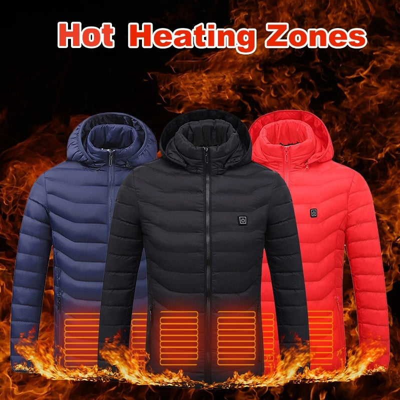 Chaqueta acolchada con calefacción para hombre,, 9 zonas de calor