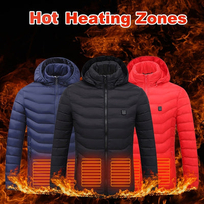 Chaqueta acolchada con calefacción para hombre,, 9 zonas de calor