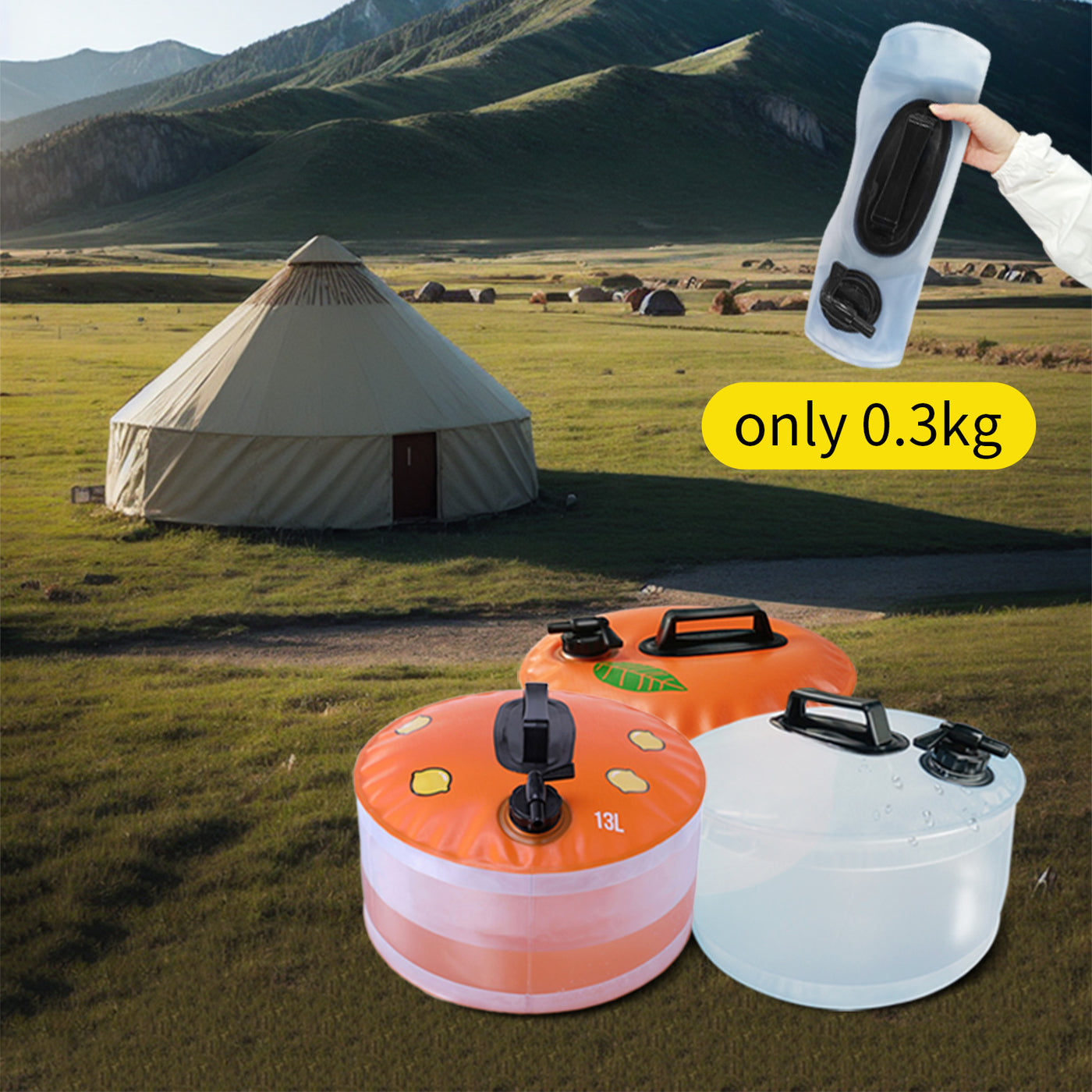 13L Portable Camping Water Bag Outdoor Travel Car Water Storage Equipment Emergency Foldable Water Container Home Living Water Tanks