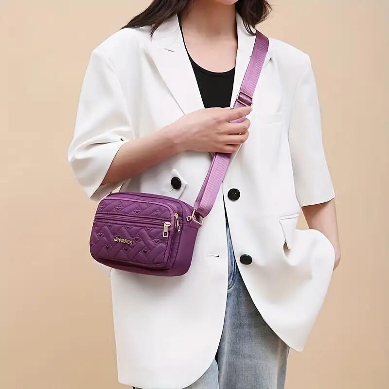 New Oxford Cloth Multi-Layer Crossbody Bag Women's Bag Casual Embroidery Shoulder Mobile Phone Change Small Cloth Bag Business Bag