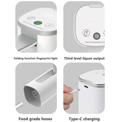 Dispositivo de bombeo de líquidos eléctrico plegable con pantalla táctil y bloqueo para niños con huella dactilar