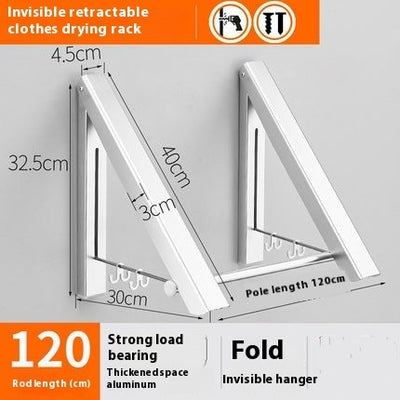 Percha de pared retráctil plegable invisible de aluminio sin perforaciones